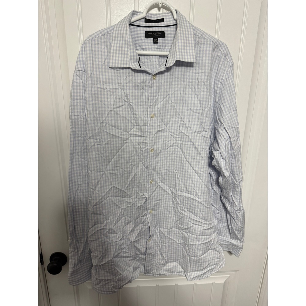 Banana Republic Button Down Mens XXL Athletic Fit Wrinkle Resistant Gingham EUC